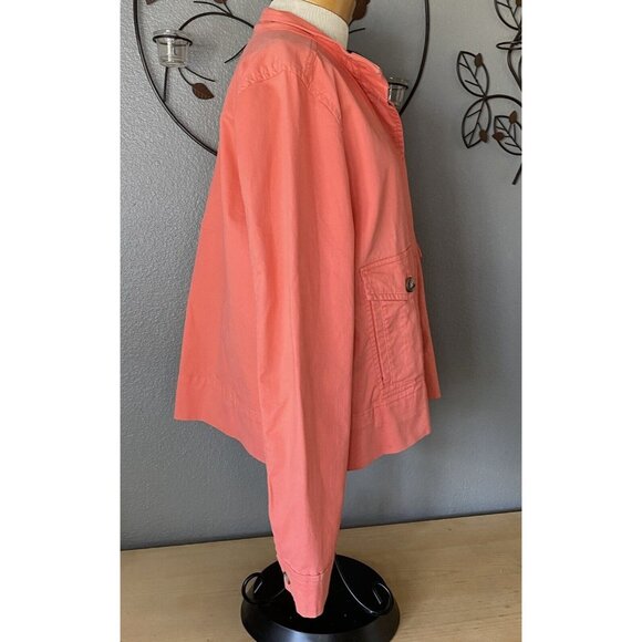 Gap Jacket Womens Large Long Sleeve Button Up Denim Ladies New Color Salmon Pink - Picture 4 of 10